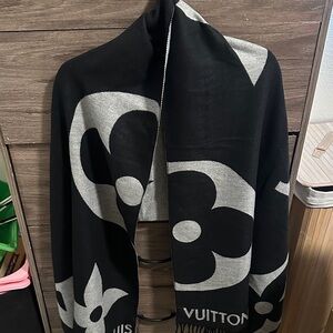 Monogram Black and Gray Shawl